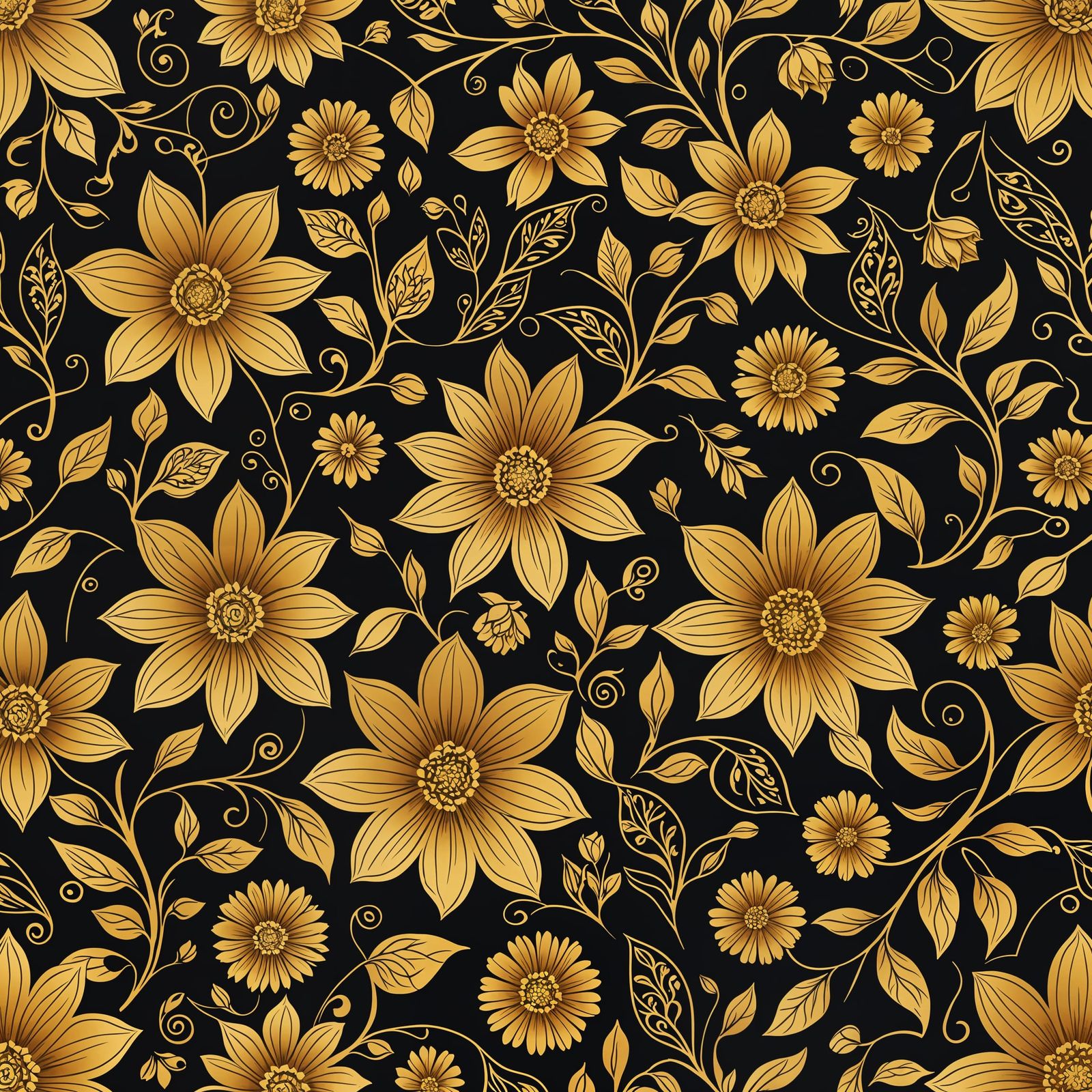 Abstract Floral Design with Gold-Edged Flowers