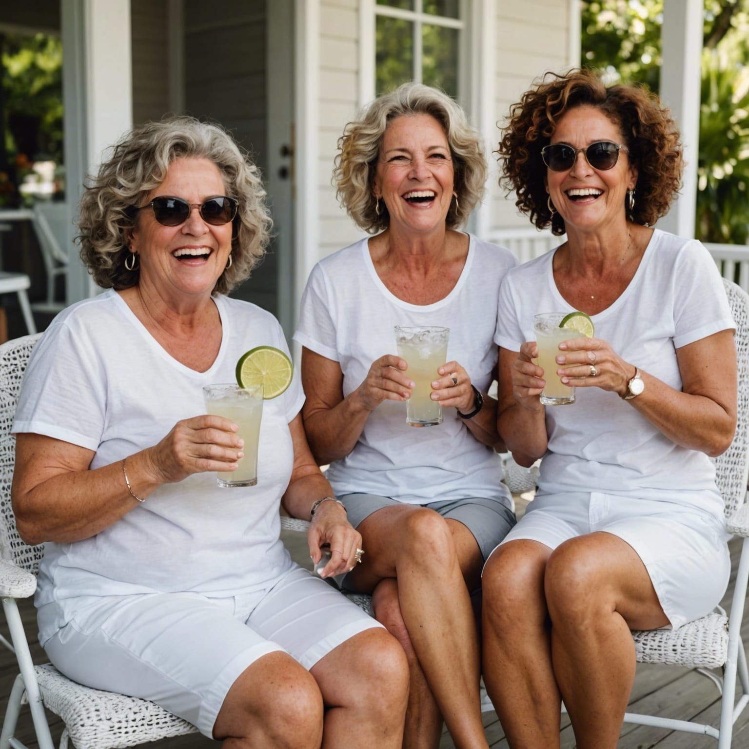 Three Friends Enjoying Cocktails: Anime Art