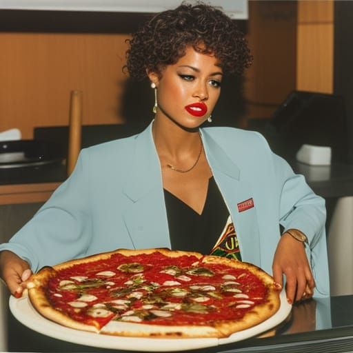 "90s Businesswoman Out For Pizza"