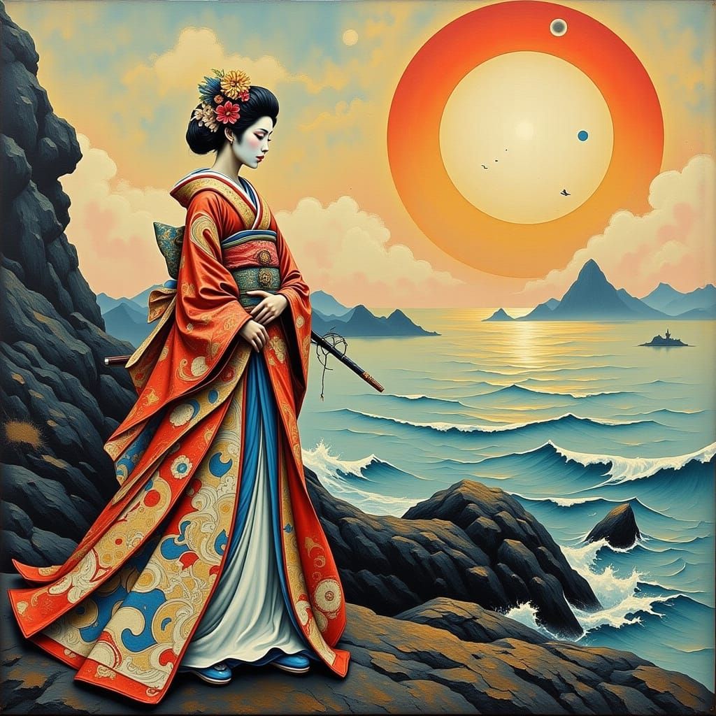 Samurai and Geisha in a Dynamic Seascape