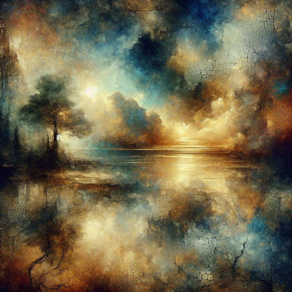 Tranquil Scene of Peace as Old Oil Painting