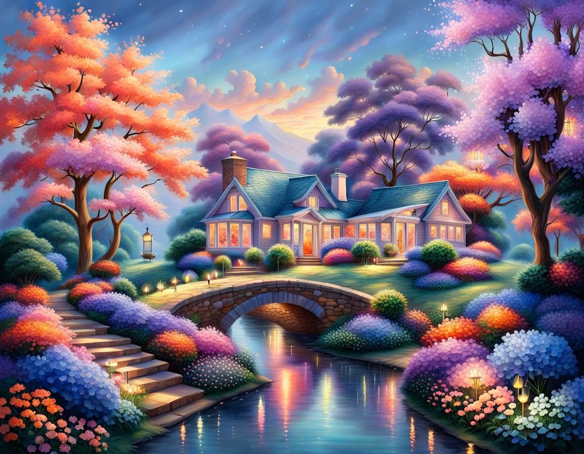 Radiant Bioluminescent Garden in Vivid Colors