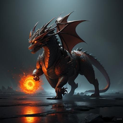 Fiery Dragon Battle: Anime-Inspired 3D Art