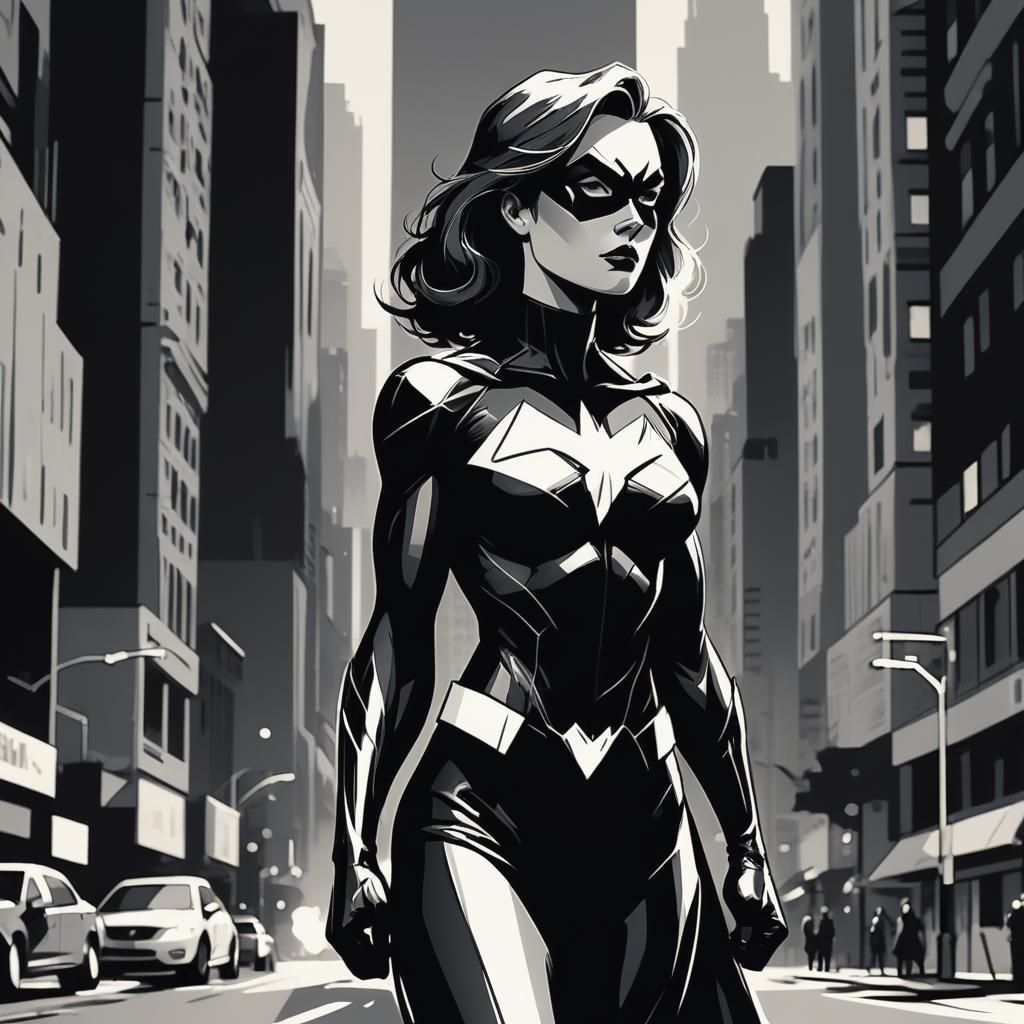 Superhero in City Street: Graphic Novel Style