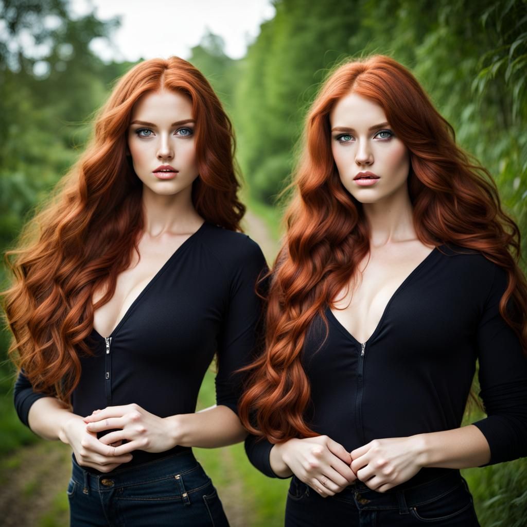 Beautiful Twin Females with Red Hair