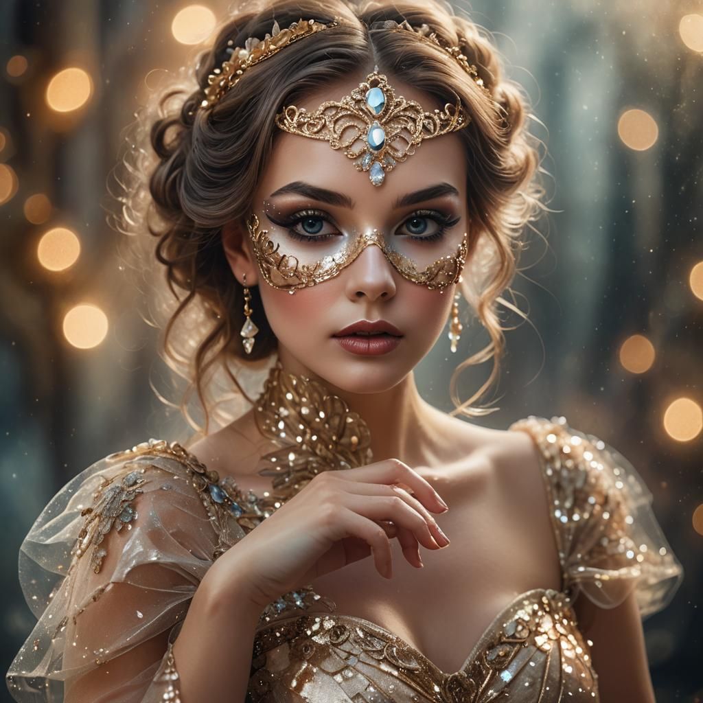 Ethereal Woman in Mask: A Fantasy Portrait