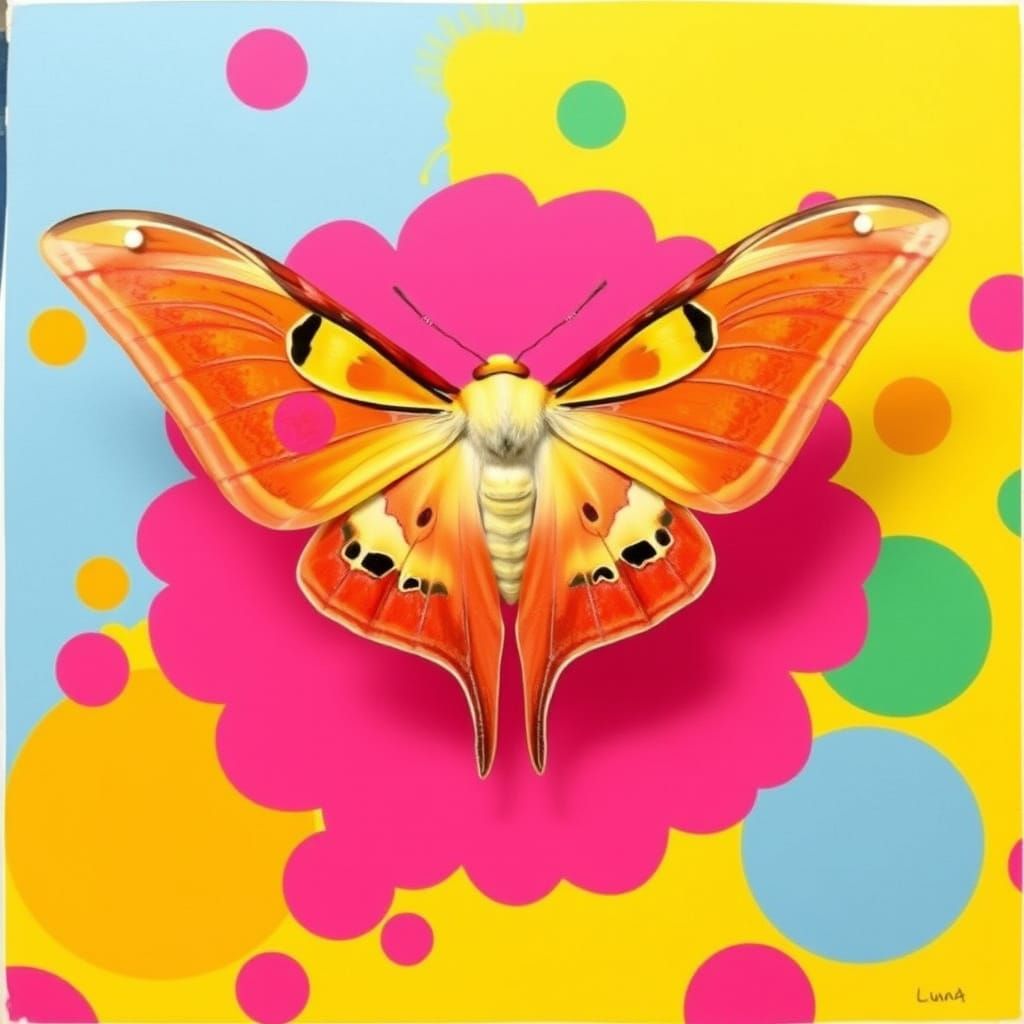 Luna Moth in Pop Art Style