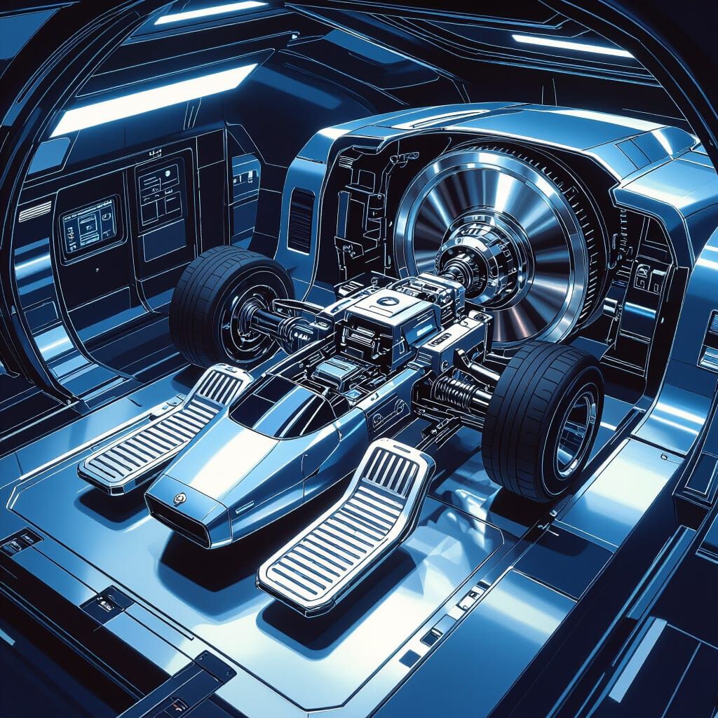 Futuristic Car with Gyro Flywheel Drive in Sci-Fi Style