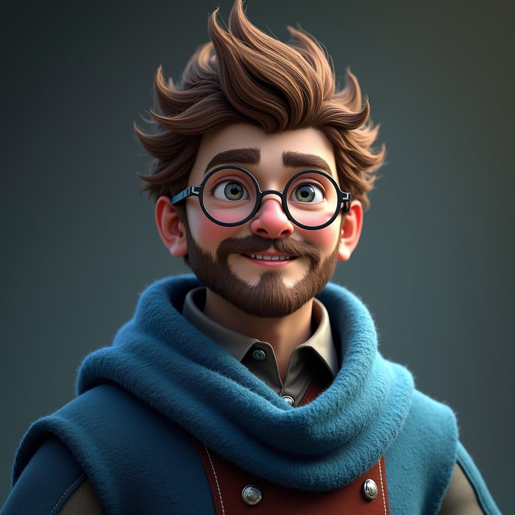 Happy Lalafell in Blue Poncho: Matte Painting