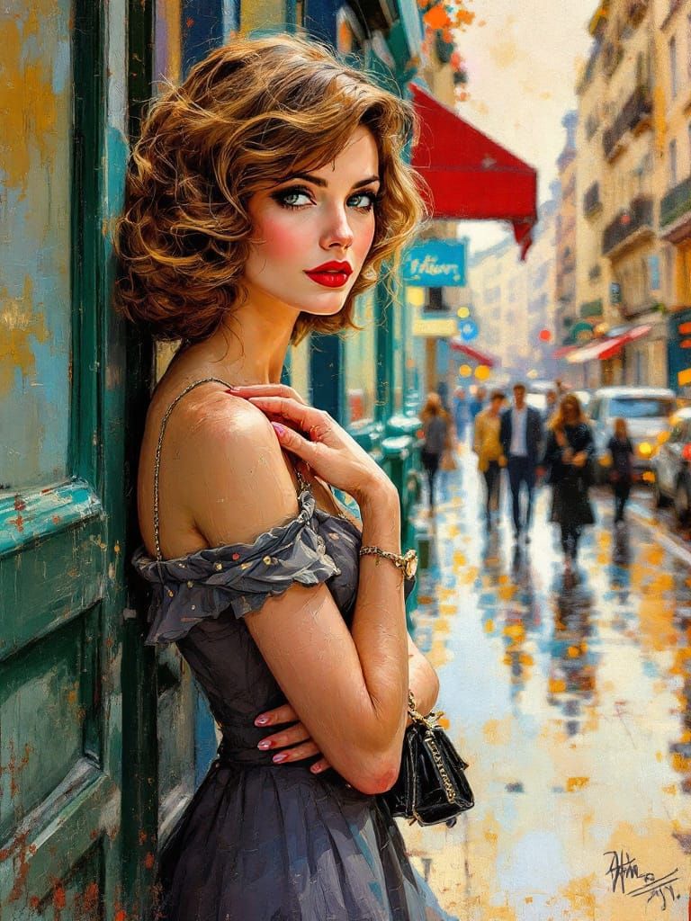 Parisian Street Figure Study Encrustique Wax Painting