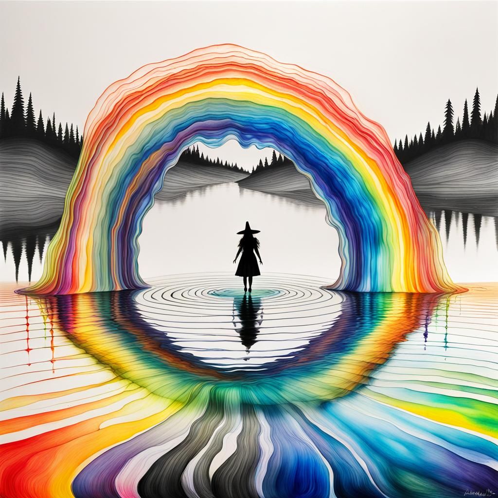 Surreal Non-Newtonian Fluid Dreamer with Rainbow Clouds