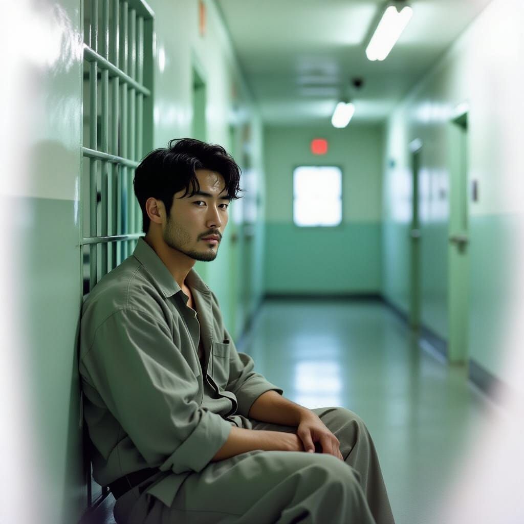 Desolate Prisoner in Cell, Pre-Raphaelite Style