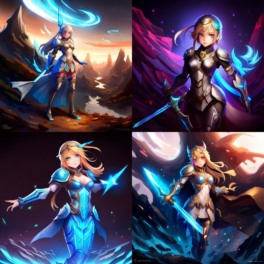 Magical Knight in Plate Armor with Bioluminescent Eyes