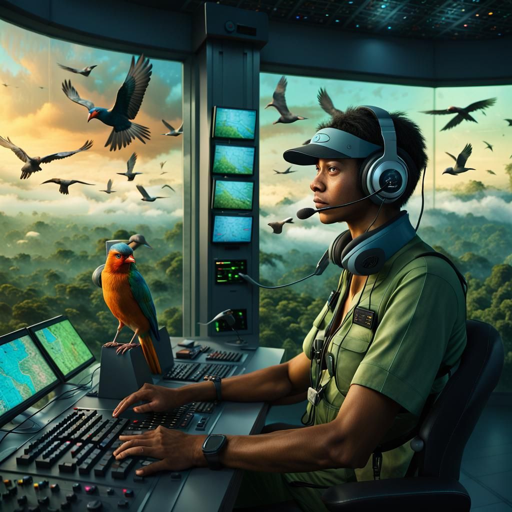 Bird Humanoid in Rainforest Control Tower