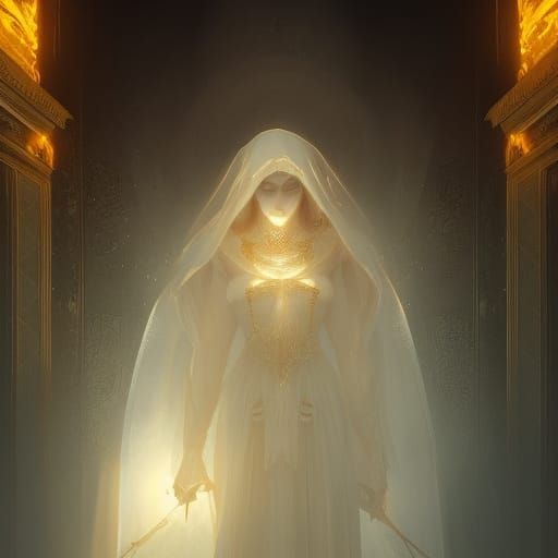 Outer God in White Veil: Dark Fantasy Art