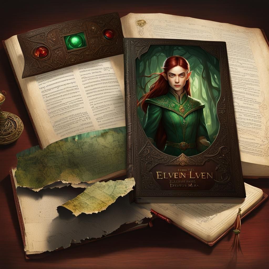 A red book which is open of a brown desk. The first page has...