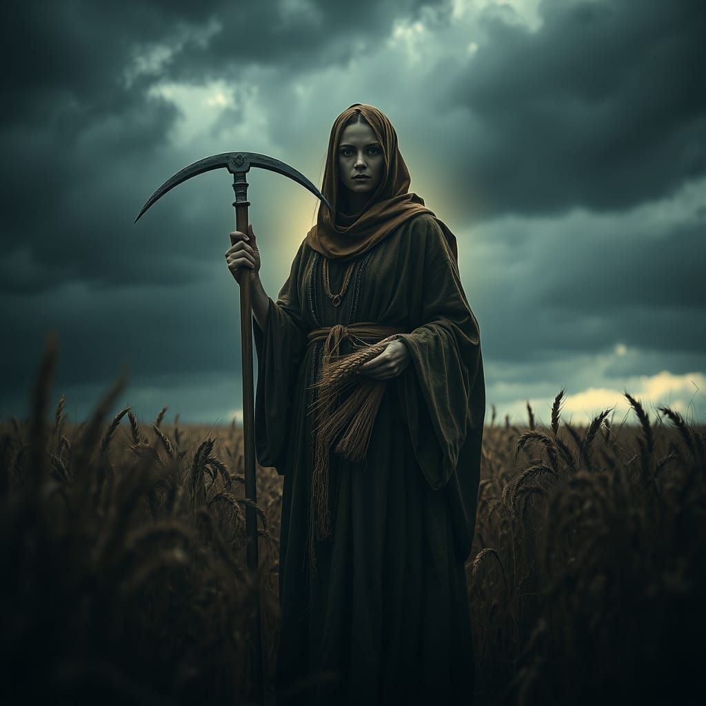 Cerere: Regal Goddess of Harvest in Dark Realism