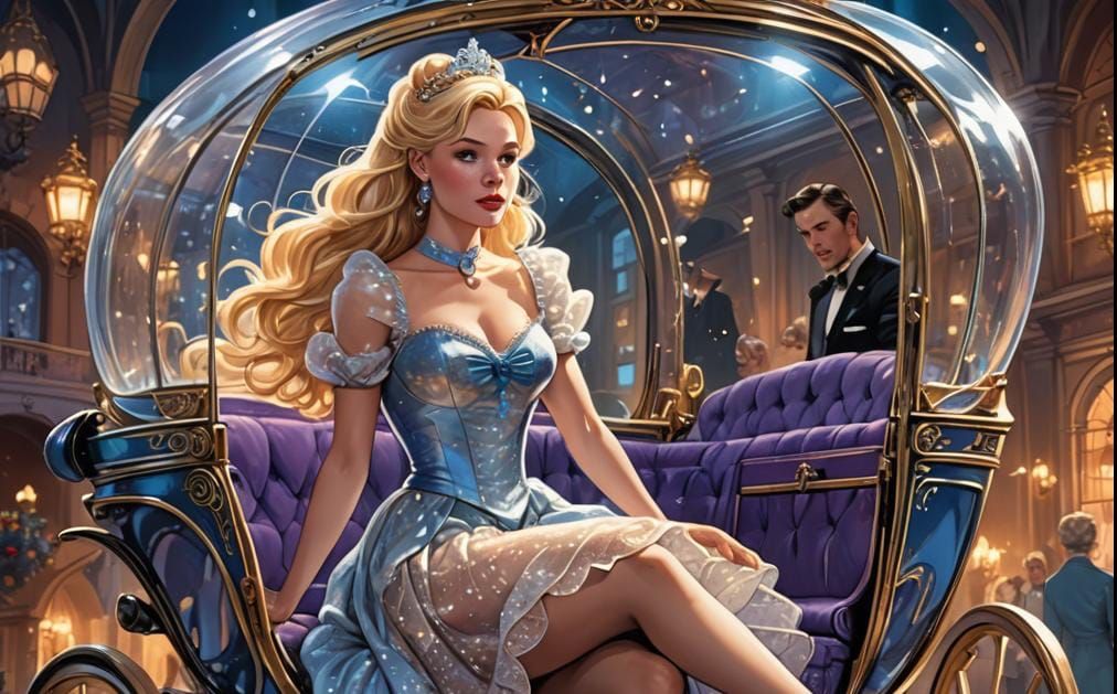 Cinderella in Sheer Dress: Comic Book Art