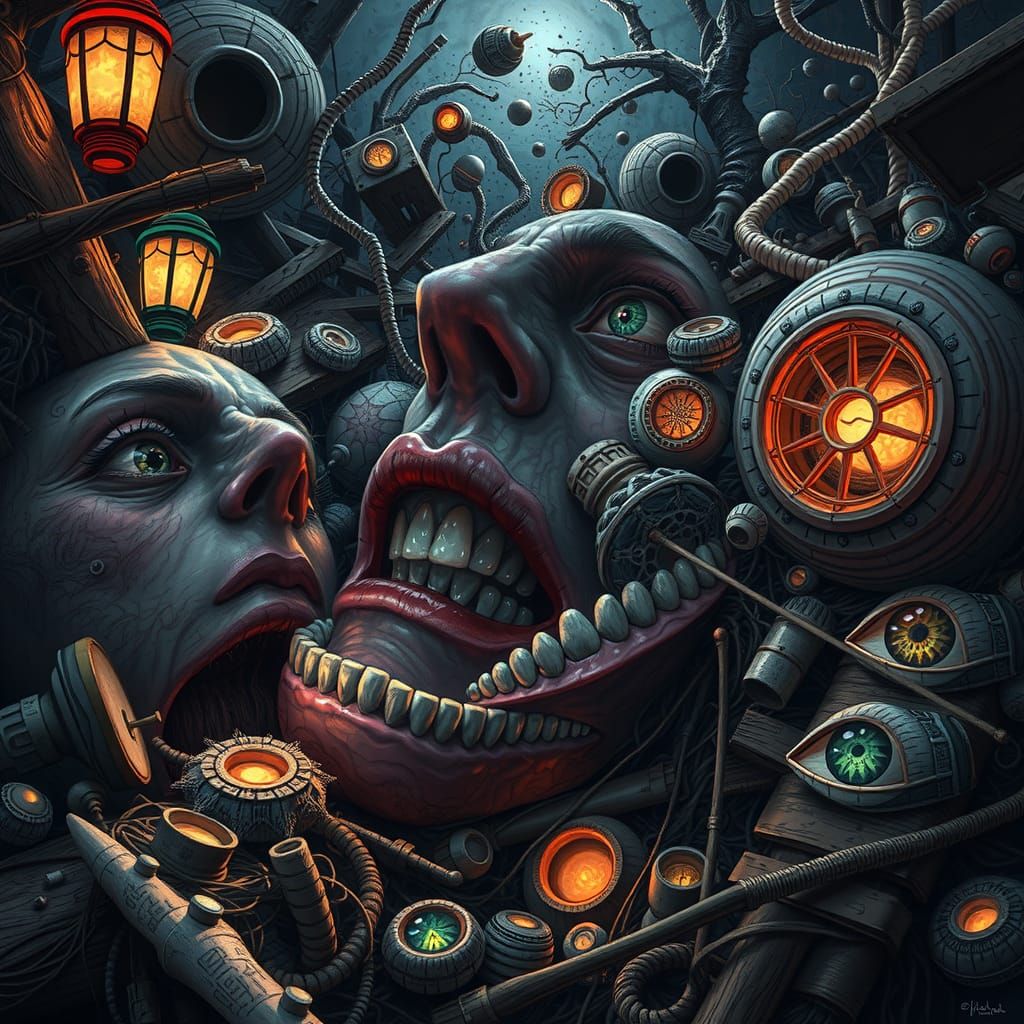 Surreal Anime Dreamscape with Fragmented Memories