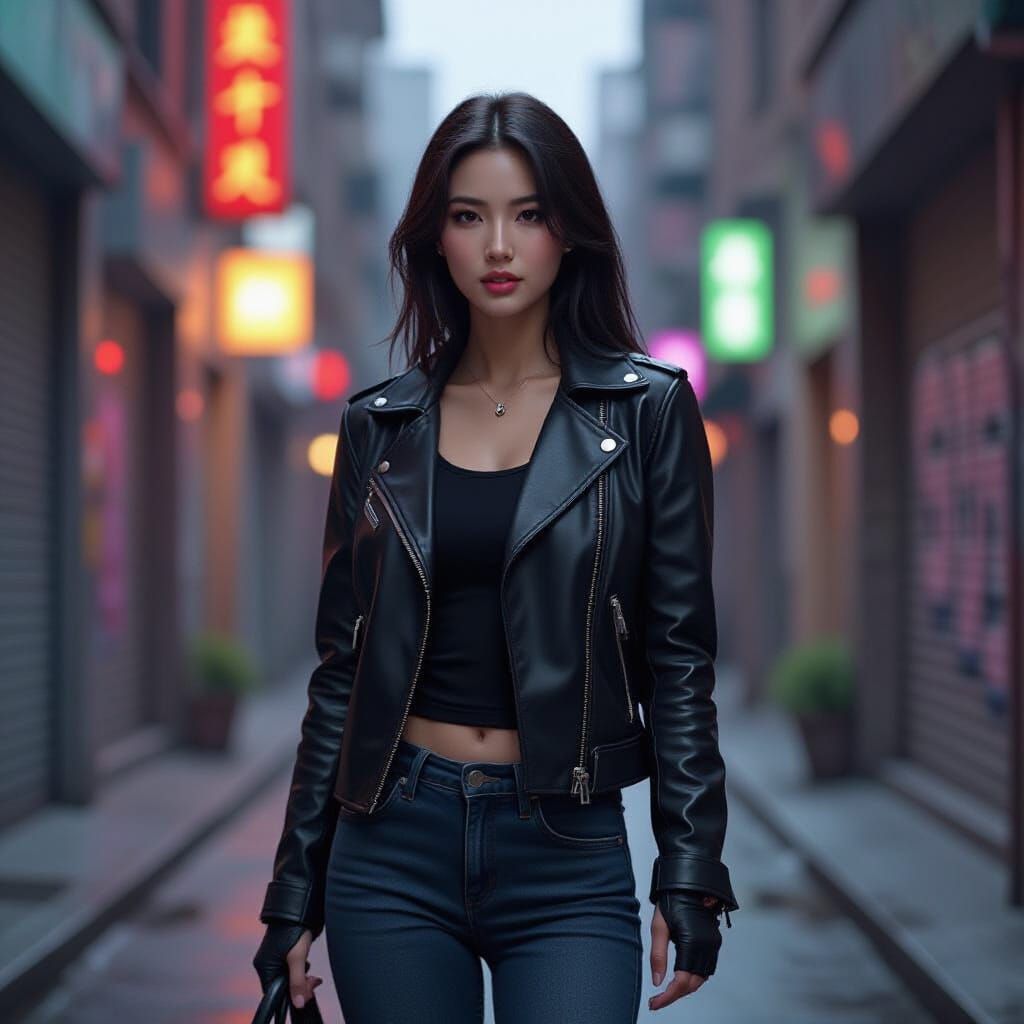 K-Pop Demon Hunter in Dark Alleyway