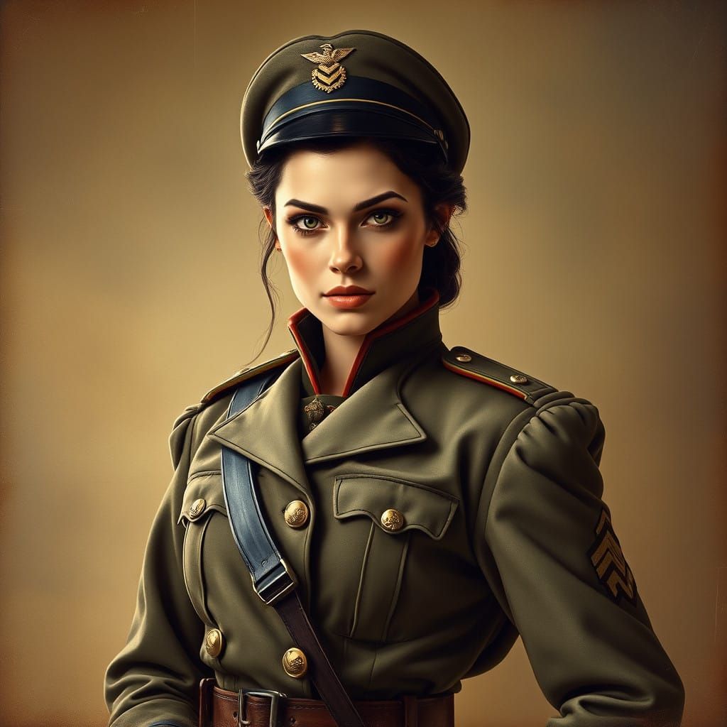 Ebony Warrior in Vintage Glory, Digital Art