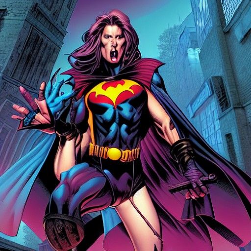 Raven DC Comics in Action Pose, Comic Book Art