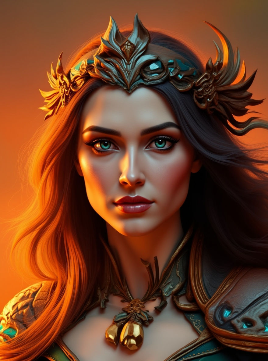 Mysterious Witch Holding a Flaming Phoenix