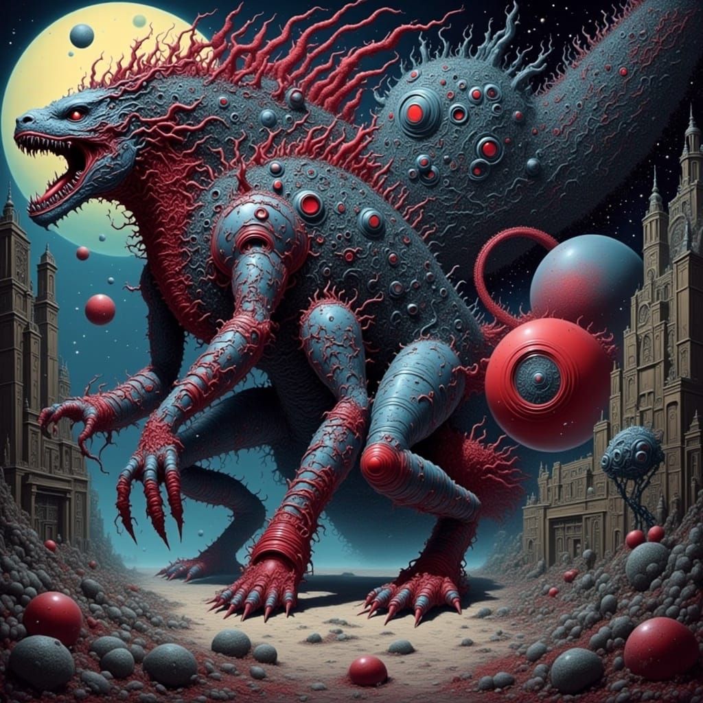 Demonic Centaur Mechagodzilla in Giger Style