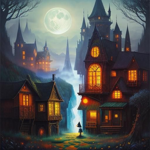 Mythological Dreamscape: Detailed Storybook Illustration