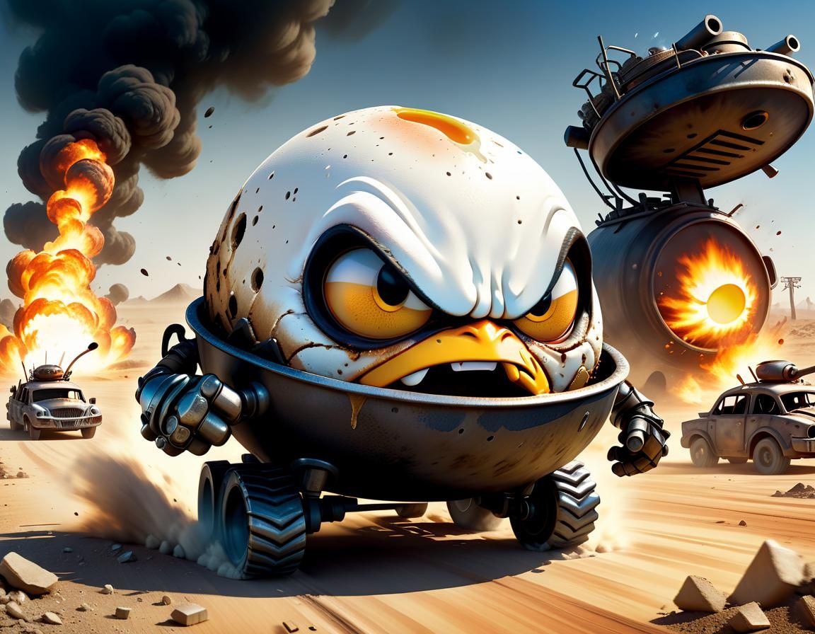 Angry Egg Races in Apocalyptic Frying Pan Tank