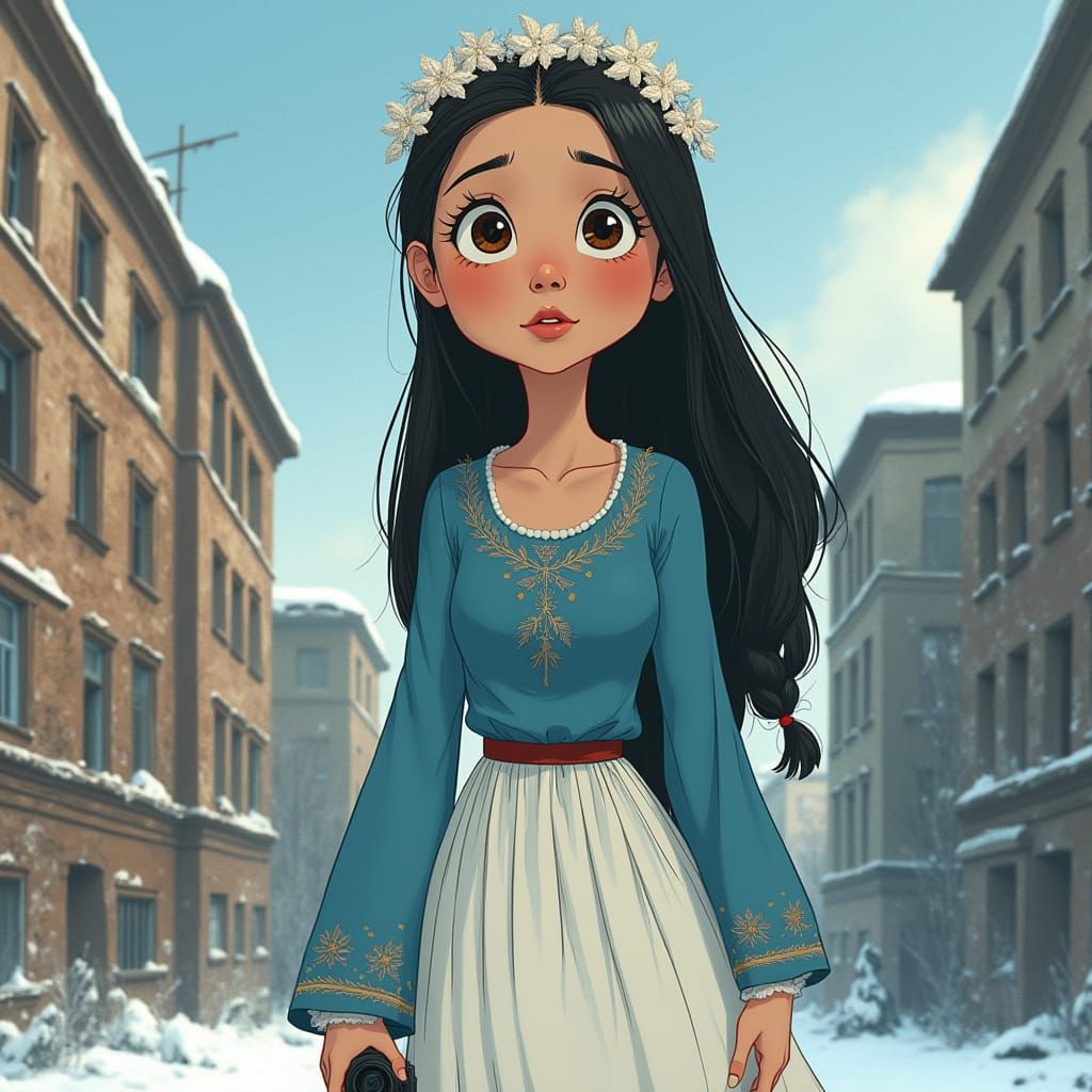 Classic Disney-Inspired Animation of Elegant Young Woman in ...