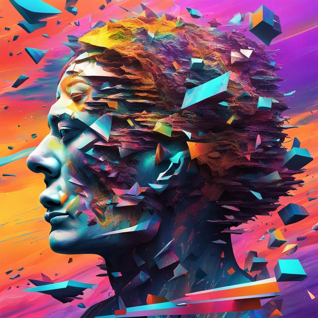 Psychedelic Digital Art: Shattered Mind Concept