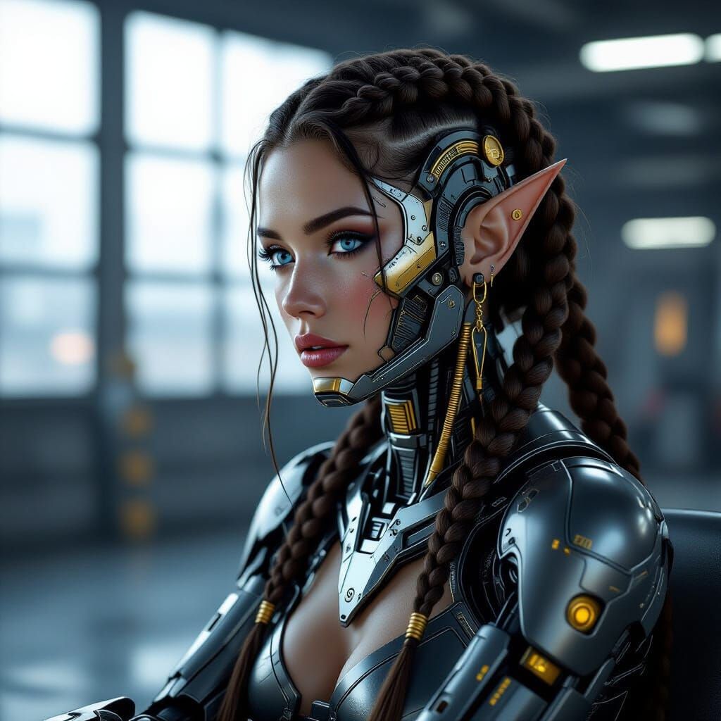 Cyberpunk Cyborg with Intricate Mechanical Details