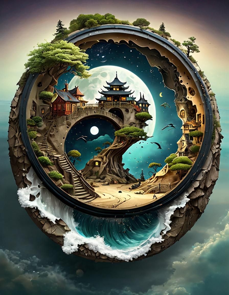 Surreal Bonsai Village in Ancient Stargate