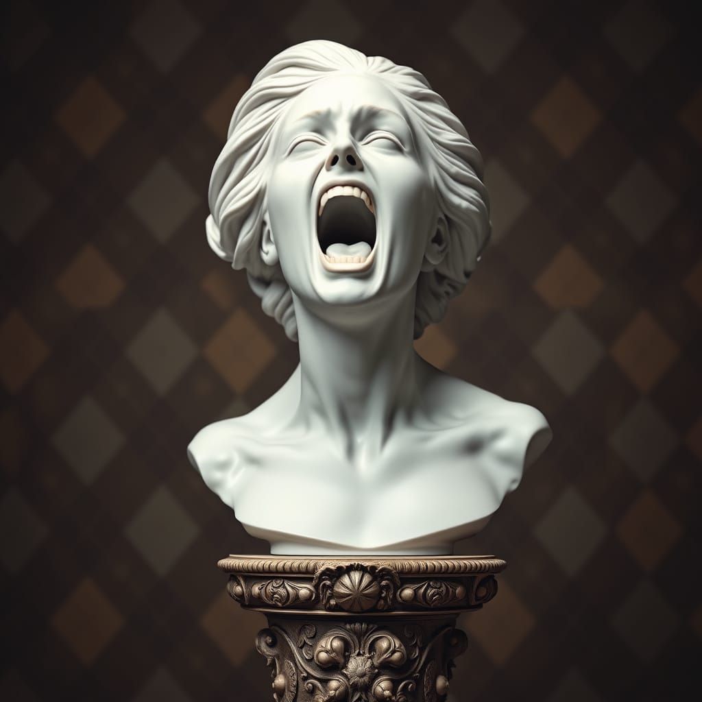 Baroque Woman's Bust in Dramatic Hyper-Realistic Style