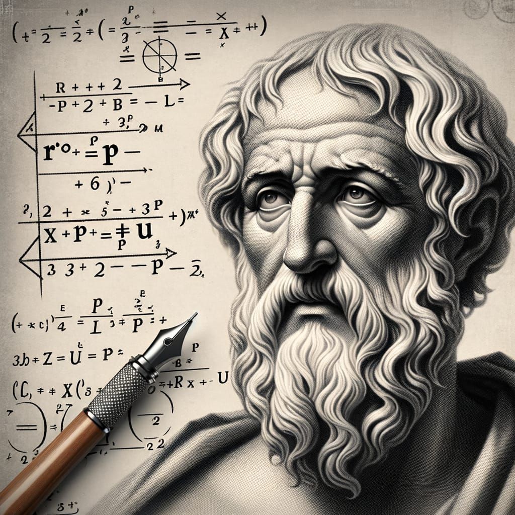 Mathematical Expression with Pythagoras Portrait