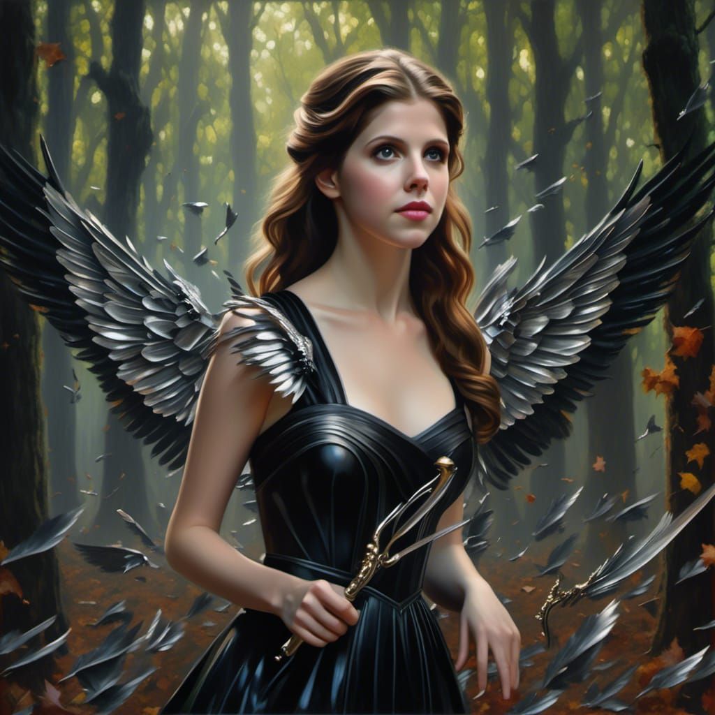 Dark Angel: Impressionistic Oil Portrait in 8K