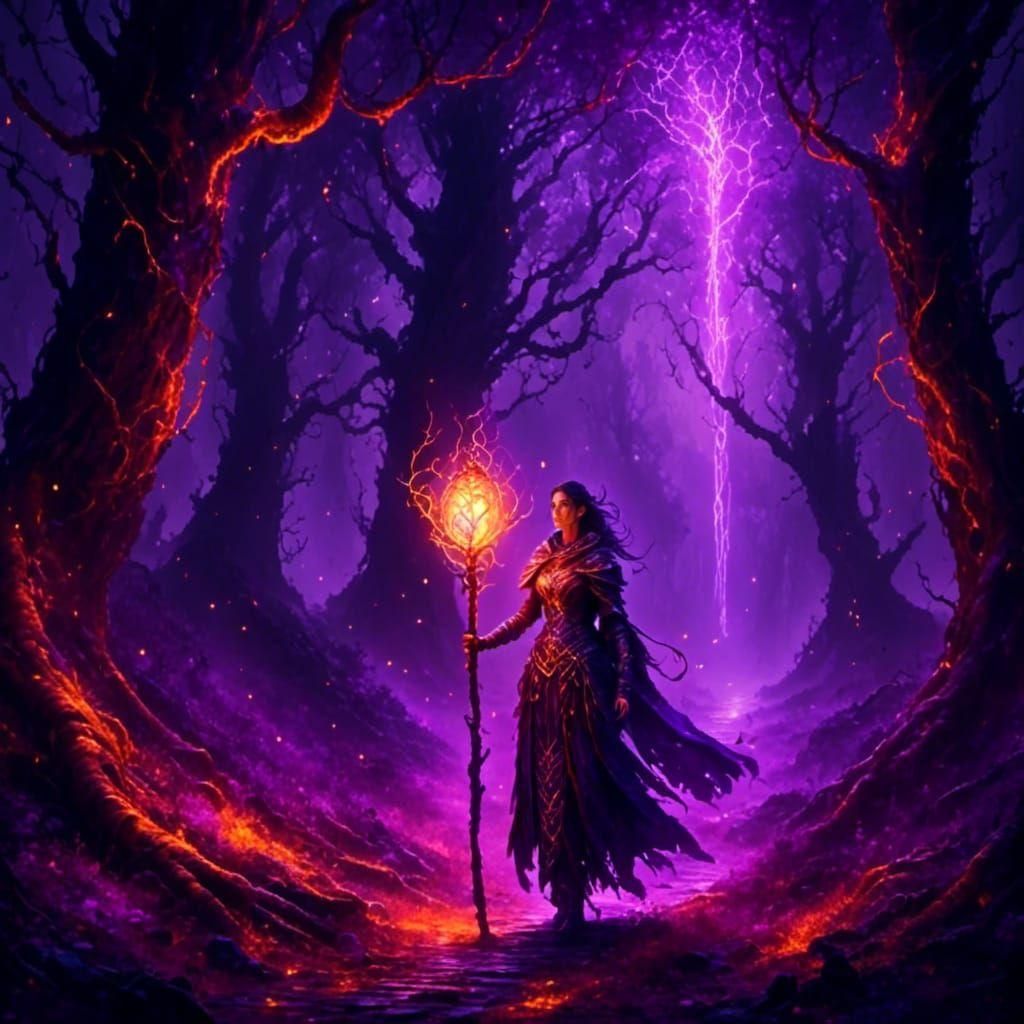 Female Druid in Forest: Fantasy Concept Art