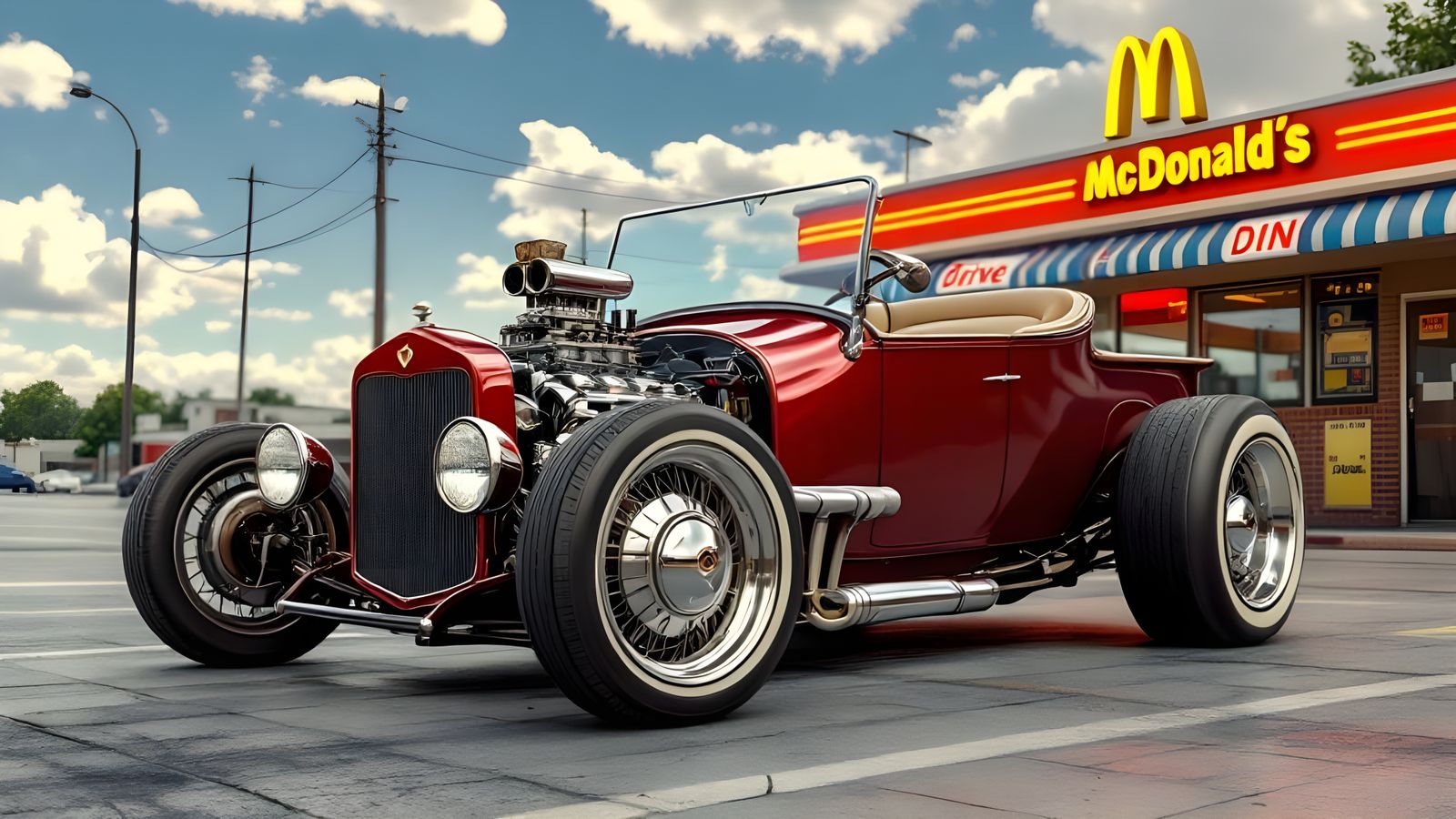 1960s Model-T Hot Rod at McDonald's Drive-In