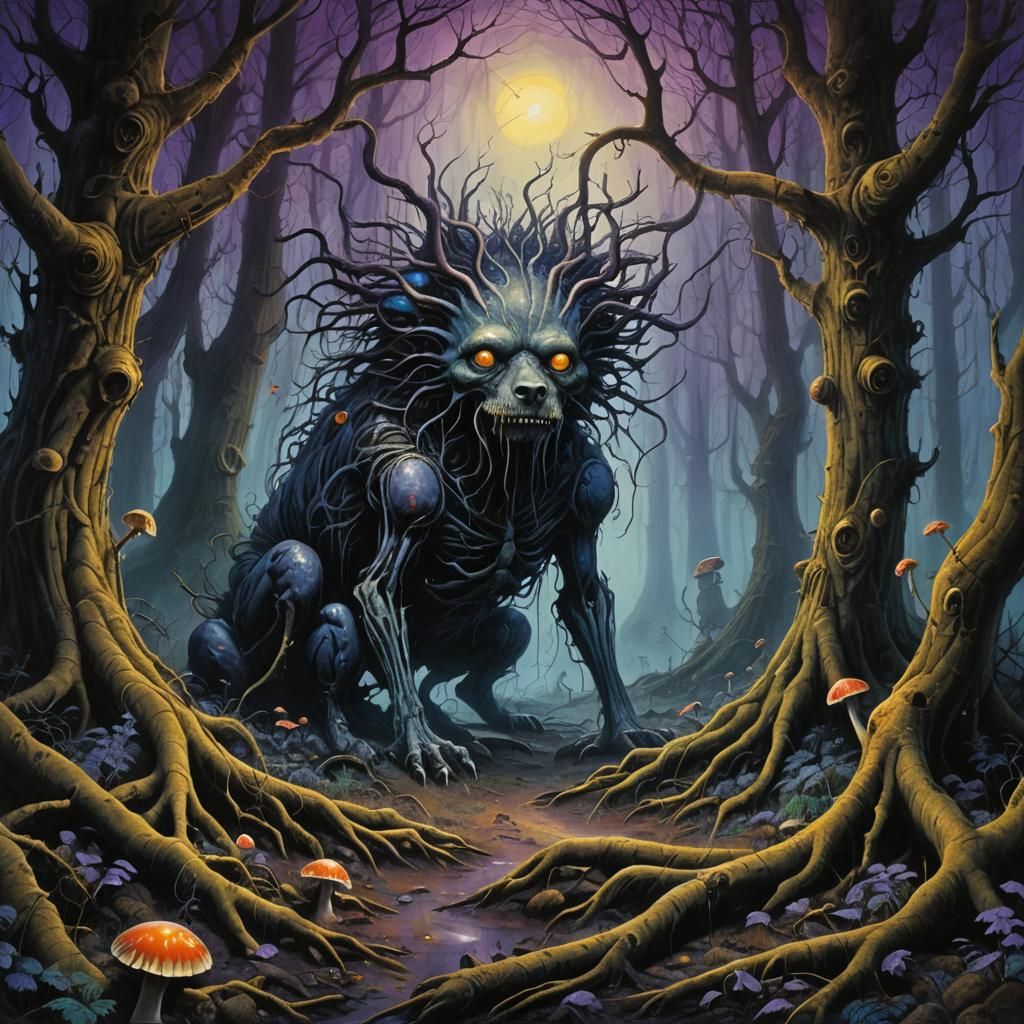 Jake the Dog in Dark Fantasy Oil Painting