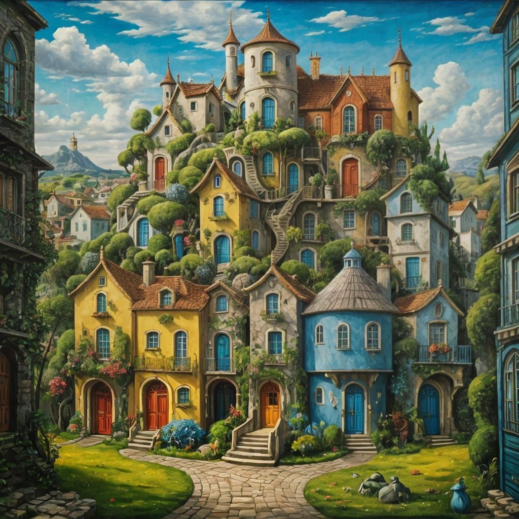 Whimsical House in Surrealist Style