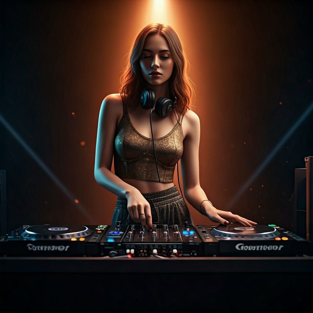 Stylish DJ in Neon Nightclub, Photorealistic Style