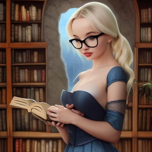 Librarian with Books: Detailed Digital Art