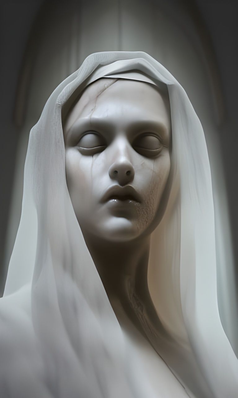 crying veiled statue