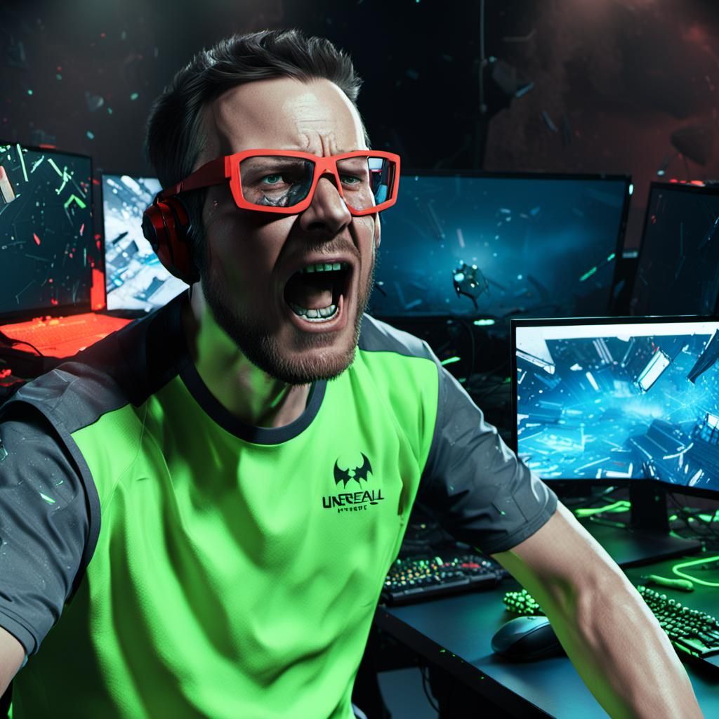 Enraged Gamer Destroys Setup in Dark Room