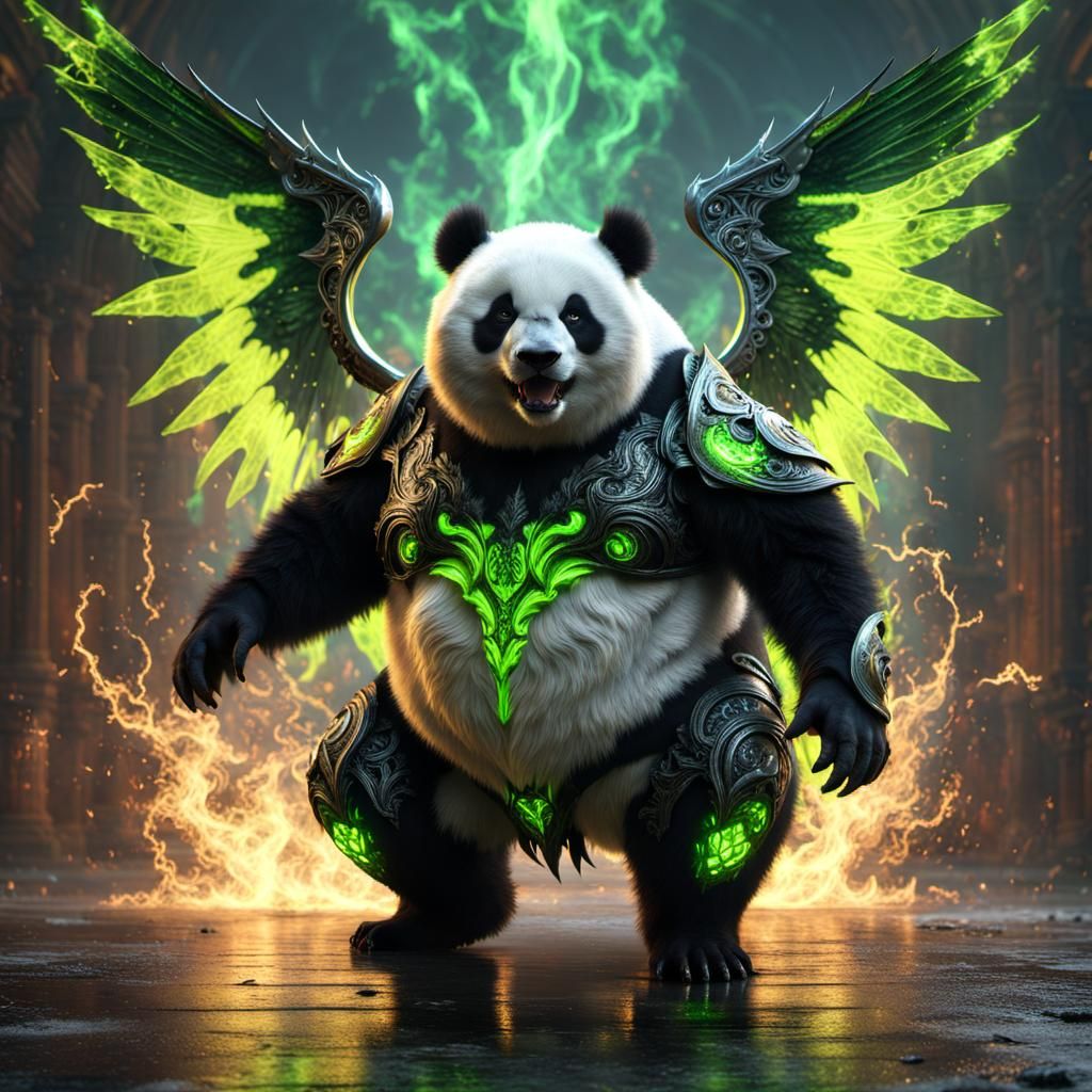 Electric Panda Demon with Chrome Ink Details