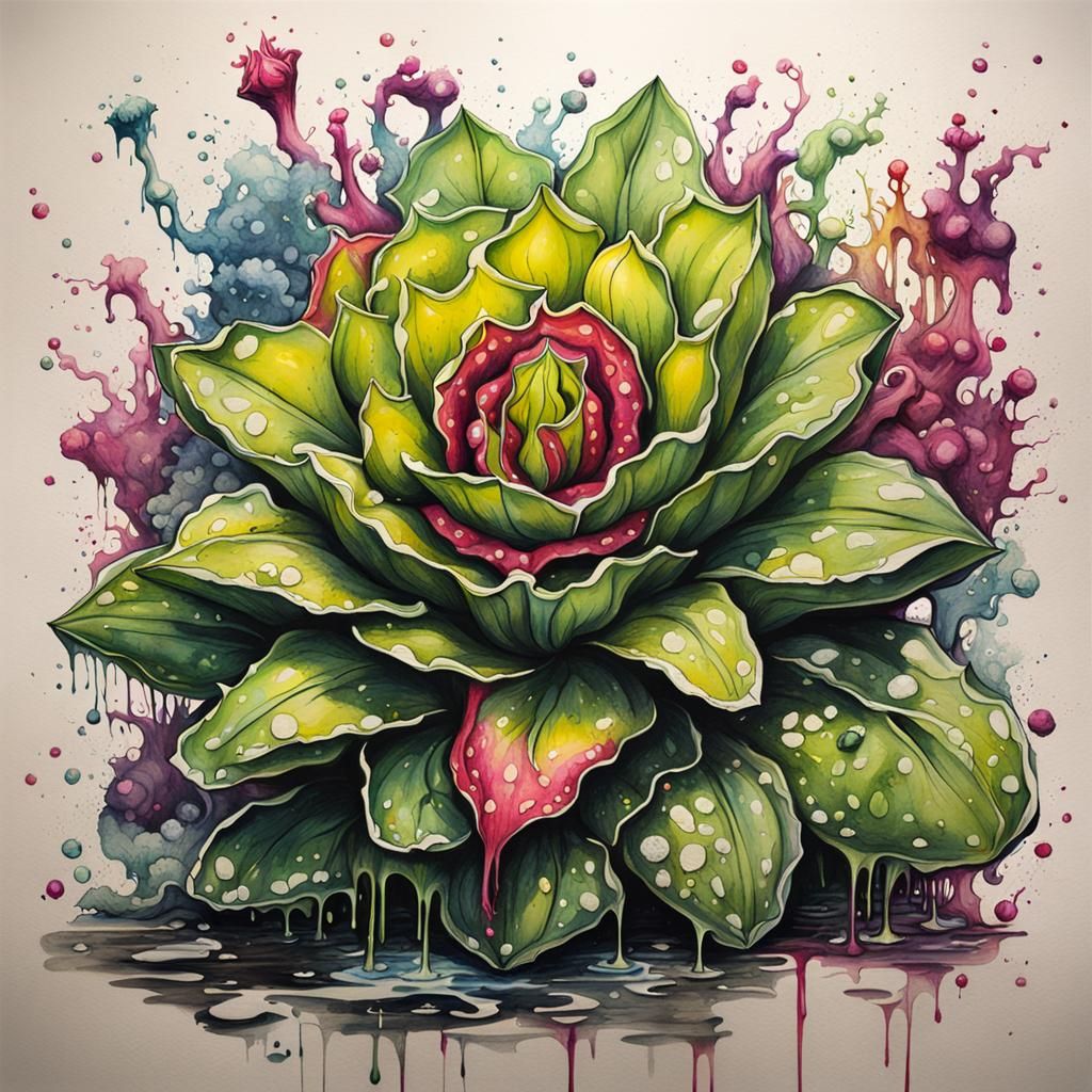 Audrey II Botanical Ink Graffiti Art