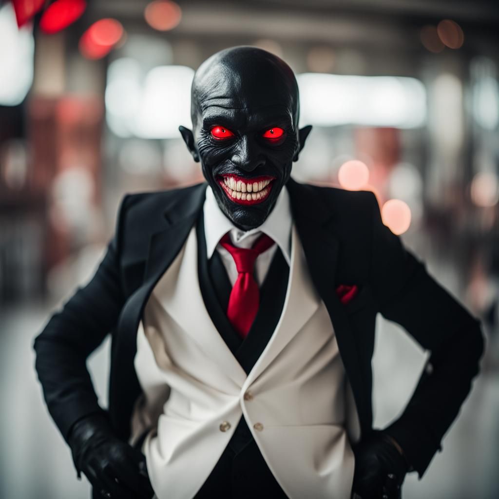 Eerie One-Eyed Creature in Black Suit