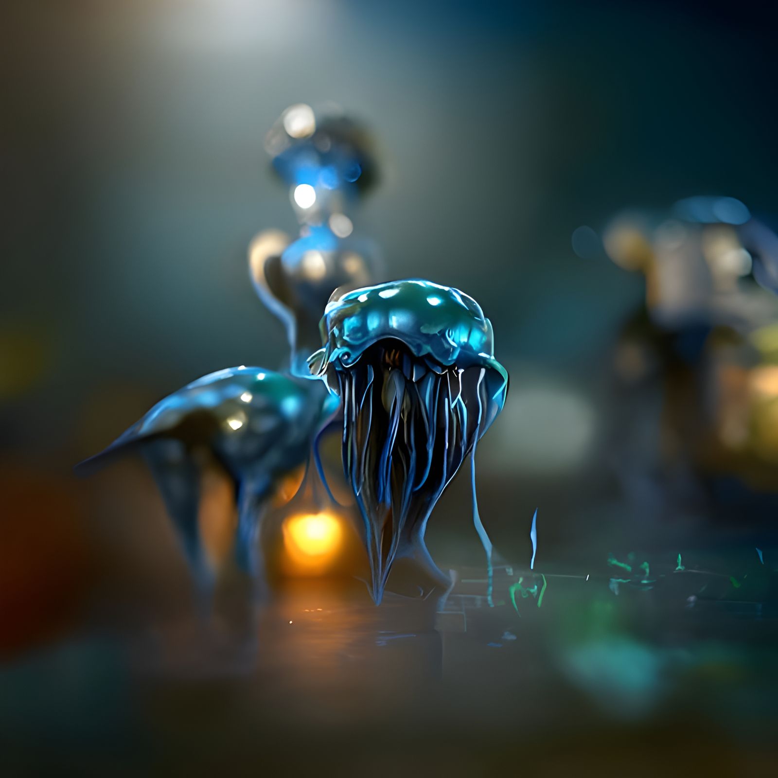 Bioluminescent Jellyfish in Sinister Darkness as Cel-Shaded ...