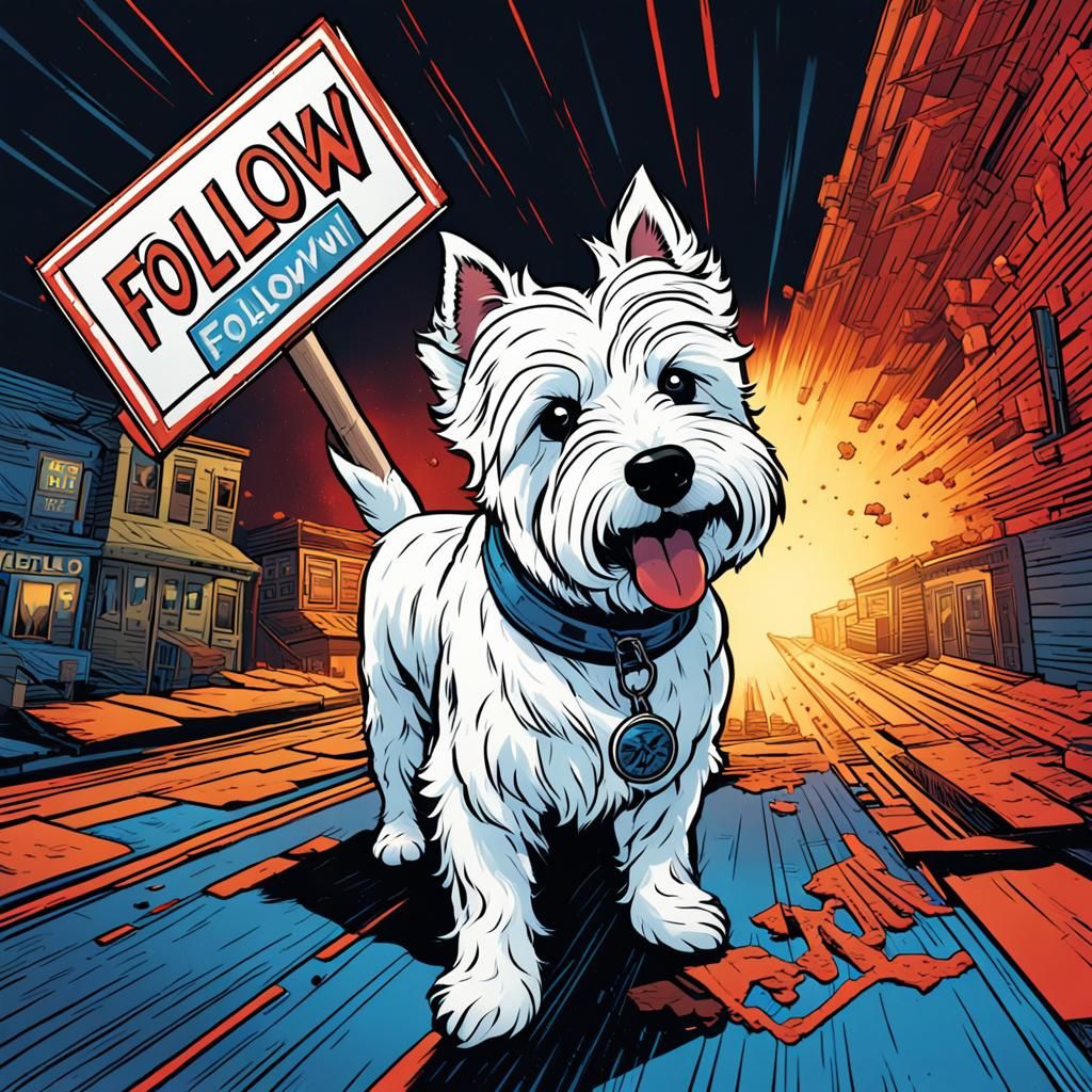 Comic Book Westie Asks You to Follow